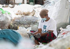 Sorting the plastic waste by hand